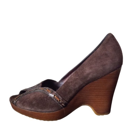 NEW Cole Haan Brown Suede Wedges - Picture 1 of 8
